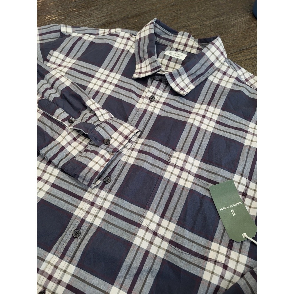 New Mutual Weavers mens‎ 3XLT off white plaid LONG sleeve button front shirt